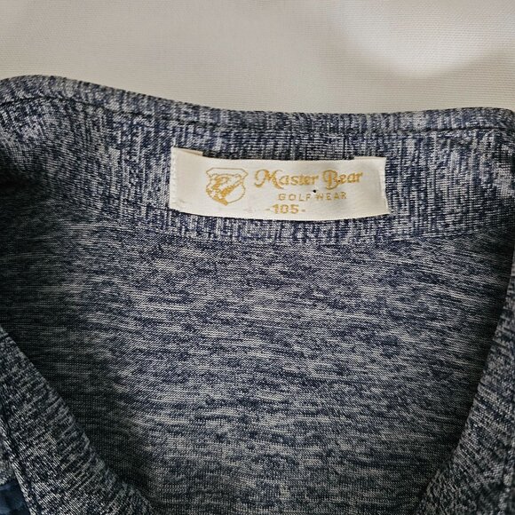 Master Bear Men's Heathered Gray/Navy Blue Golf Wear Polo Shirt Size Large - Picture 10 of 11